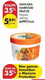 Oferta de Fructis - Mascara Hairfood por 5,84€ em Pingo Doce