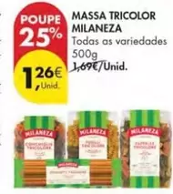 Oferta de Milaneza - Massa Tricolor por 1,26€ em Pingo Doce