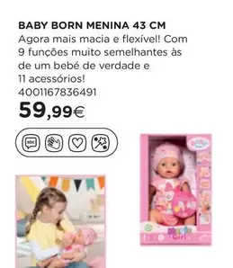 Oferta de .Com - Baby Born Menina por 59,99€ em El Corte Inglés