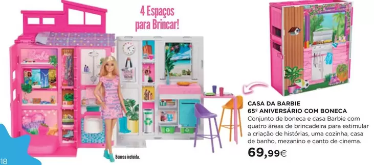 Oferta de Barbie - Casa Da  65 Aniversario Com Boneca por 69,99€ em El Corte Inglés