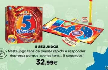 Oferta de 5 Segundos - Neste Jogo Tens De Pensar Rapido E Responder Depressa Porque Apenas Tens por 32,99€ em El Corte Inglés