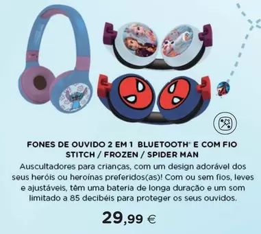 Oferta de Fones De Ouvido 2 Em 1 Bluetooth E Com Fio Stitch / Frozen / Spider Man por 29,99€ em El Corte Inglés