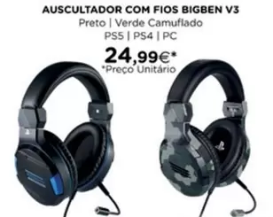 Oferta de .Com - Auscultador Com Fios Bigben V3 por 24,99€ em El Corte Inglés