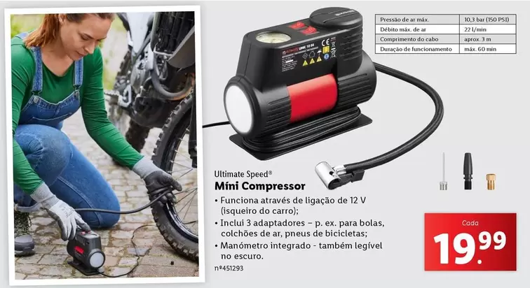 Oferta de Ultimate speed - Mini Compressor por 19,99€ em Lidl