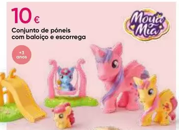 Oferta de .Com - Conjunto De Póneis Com Baloiço E Escorrega por 10€ em Pepco