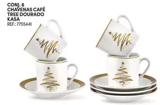 Oferta de Kasa - Conj. 6 Chavenas Café Tree Douradoem Continente