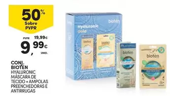 Oferta de Bioten - Conj.  Hyaluronic Mascara De Tecido + Amolals Preenchedoras E Antitrugas por 9,99€ em Continente