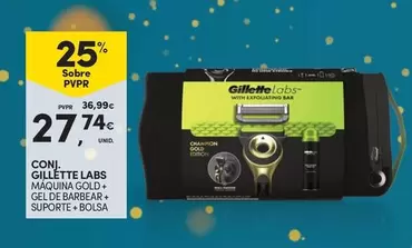 Oferta de Gillette - Coni,  Labs Maquina Gold + Gel De Barbear + Supporte + Bolsa por 27,74€ em Continente