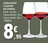 Oferta de Conjunto 4 Copos De Vinho por 8,95€ em E.Leclerc