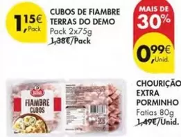 Oferta de Porminho - Cubos De Fiambre Terras Do Demo por 1,15€ em Pingo Doce