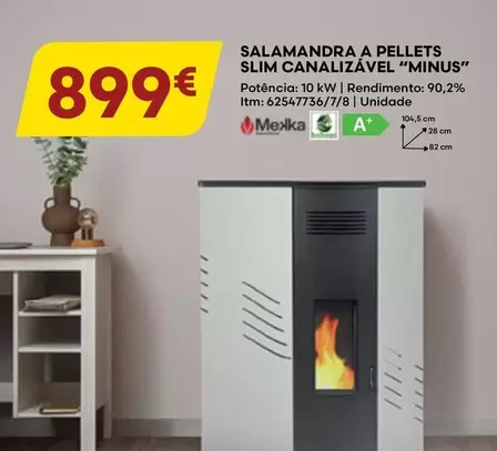 Oferta de Salamandra A Pellets Slim Canalizável por 899€ em Bricomarché