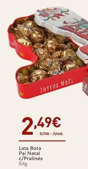 Oferta de Lata Bota Pai Natal C/Pralinés por 2,49€ em Recheio