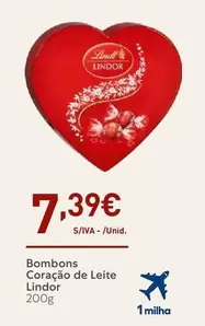 Oferta de Lindor - Bombons Coração De Leite por 7,39€ em Recheio