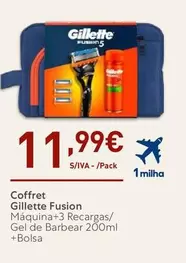 Oferta de Gillette - Coffret Fusion Maquina+3 Recargas/ Gel De Barbear + Bolsa por 11,99€ em Recheio