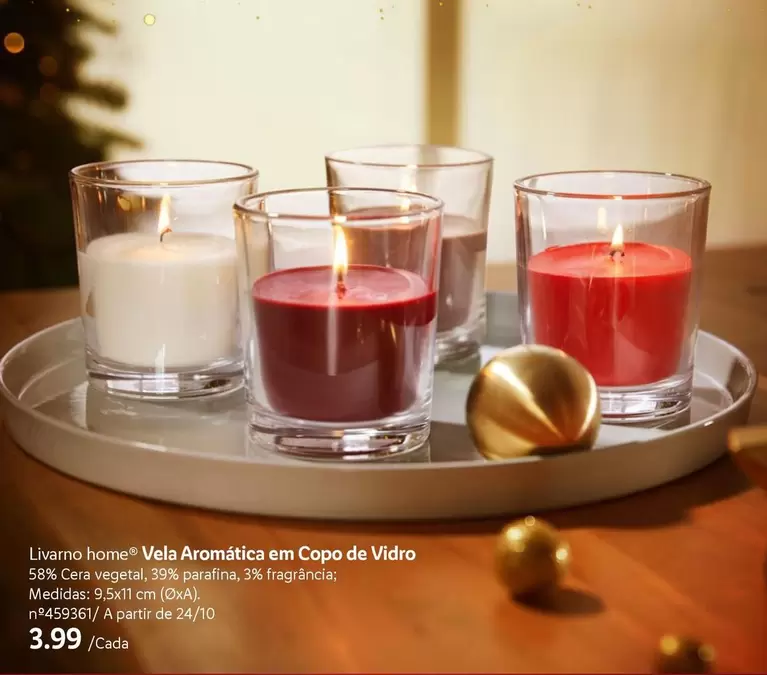 Oferta de A+ - Livarno Home Vela Aromática Em Copo De Vidrio por 3,99€ em Lidl