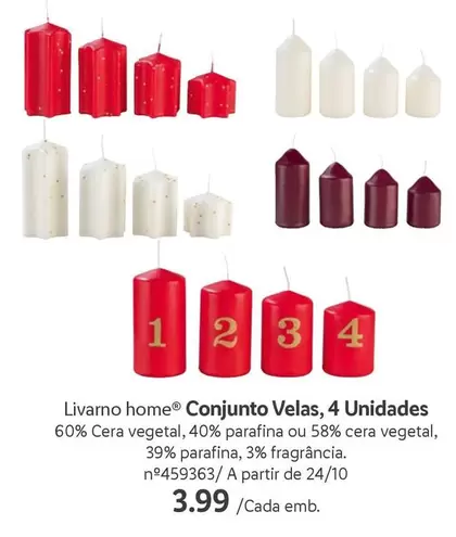 Oferta de A+ - Conjunto Velas, 4 Unidades por 3,99€ em Lidl