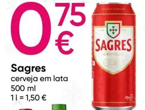 Oferta de Sagres - Cerveja Em Lata por 0,75€ em Pepco