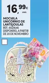 Oferta de A+ - Mochila Unicórnio De Lantejoulas por 16,99€ em Continente