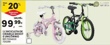 Oferta de Bicicleta De Crianca Shoot E Unicornio por 99,99€ em Continente