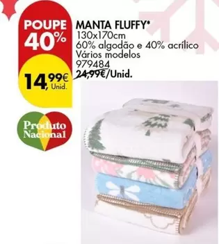 Oferta de Nacional - Manta Fluffy por 14,99€ em Pingo Doce