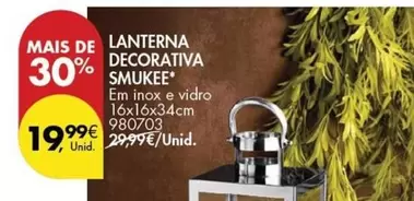 Oferta de Lanterna Decorativa Smukee por 19,99€ em Pingo Doce