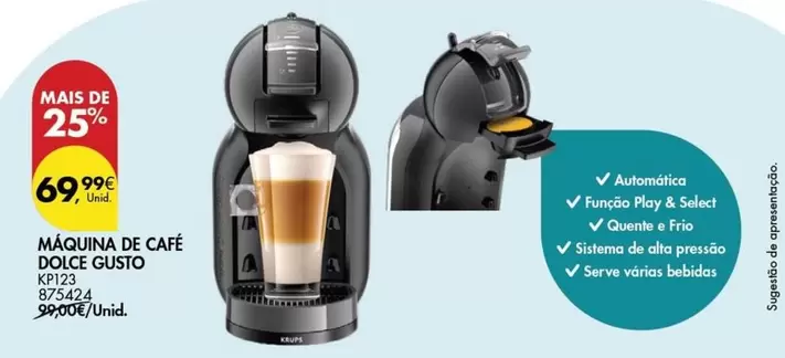 Oferta de Dolce Gusto - Maquina De Cafe por 69,9€ em Pingo Doce