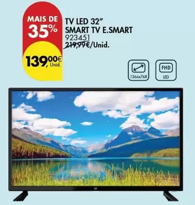 Oferta de Tv Led 32" Smart Tv E.Smart por 139€ em Pingo Doce