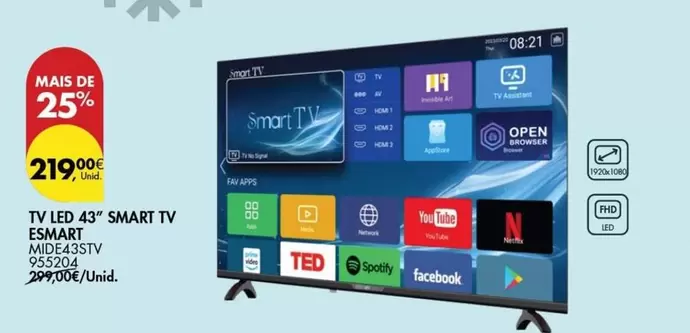 Oferta de Esmara - Tv Led 43 Smart Tv por 219€ em Pingo Doce