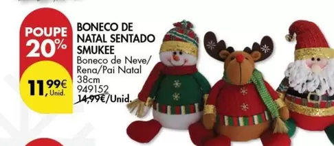 Oferta de Smukee - Boneco De Natal Sentado por 11,99€ em Pingo Doce