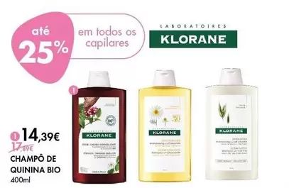 Oferta de Klorane - Bio Champo De Quinina por 14,39€ em Pingo Doce