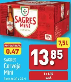 Oferta de Sagres - Cerveja Mini por 13,85€ em Aldi