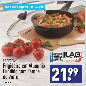 Oferta de .Com - Frigideira Em Alumínio Fundido Com Tampa De Vidro por 21,99€ em Aldi