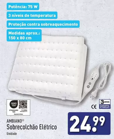 Oferta de Sobrecolchão Elétrico por 24,99€ em Aldi