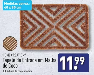 Oferta de Home creation - Tapete De Entrada Em Malha De Coco por 11,99€ em Aldi