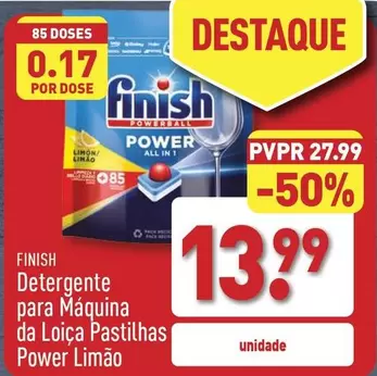 Oferta de Finish - Detergente Para Maquina Da Loica Pastilhas Power Limão por 13,99€ em Aldi