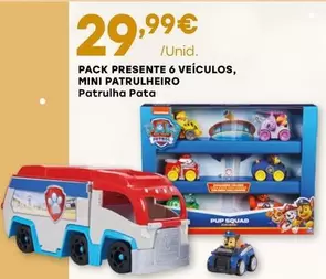 Oferta de Patrulha Pata - Pack Presente 6 Veiculos, Mini Patrulheiro por 29,99€ em Intermarché