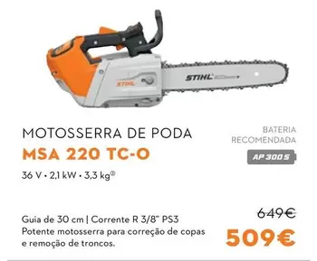 Oferta de Stihl - Motossierra De Poda Msa 220 TC-O por 509€ em Stihl