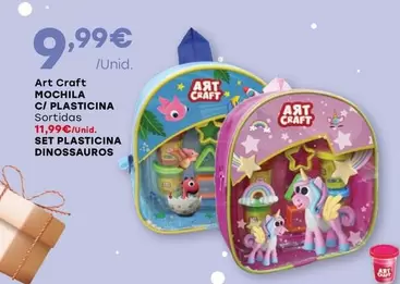 Oferta de Art Craft -  Mochila C/ Plasticina Set Plasticina Dinossauros por 9,99€ em Intermarché