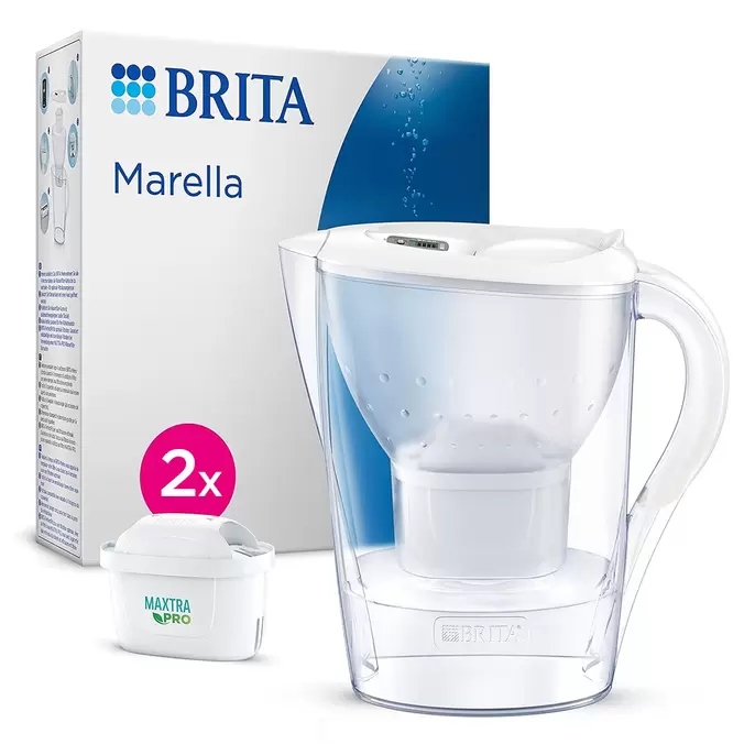 Oferta de BRITA Jarro com filtro de água marella branca, 2 cartucho MAXTRA PRO All-in-1 por 22,46€ em Brita