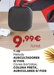 Oferta de T-Nb - Auscultadores S/ Fios Coluna Preta, Auriculares S/ Fios por 9,99€ em Intermarché