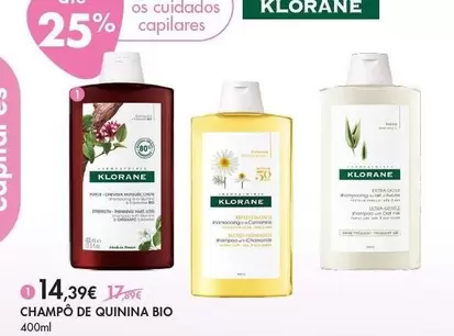 Oferta de Klorane - Champo De Quinina Bio por 14,39€ em Pingo Doce