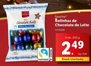 Oferta de Favorina - Bolinhas De Chocolate De Leite por 2,49€ em Lidl