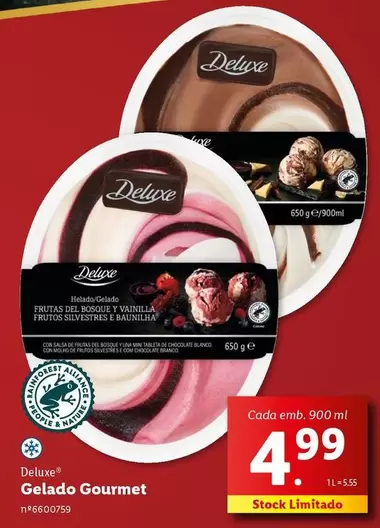 Oferta de Deluxe - Gelado Gourmet por 4,99€ em Lidl