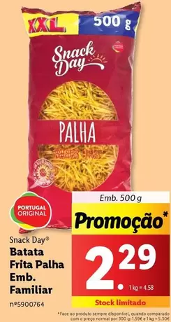 Oferta de Snack day - Snack Day Batata Frita Palha Emb. Familiar por 2,29€ em Lidl