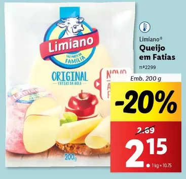 Oferta de Limiano - Queijo Em Fatias por 2,15€ em Lidl