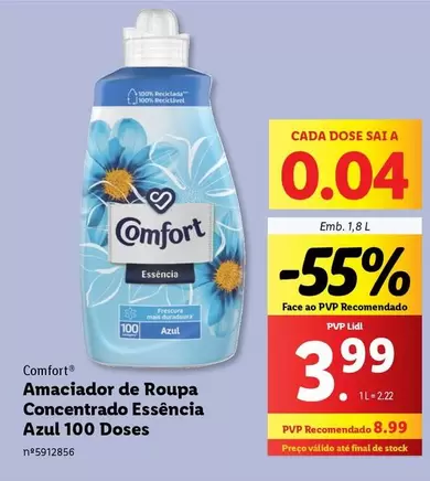 Oferta de A+ - Amaciador De Roupa Concentrado Essencia Azul 100 Doses por 3,99€ em Lidl