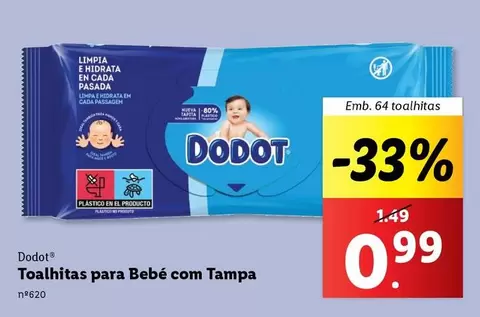 Oferta de Dodot - Toalhitas Para Bebe Com Tampa por 0,99€ em Lidl