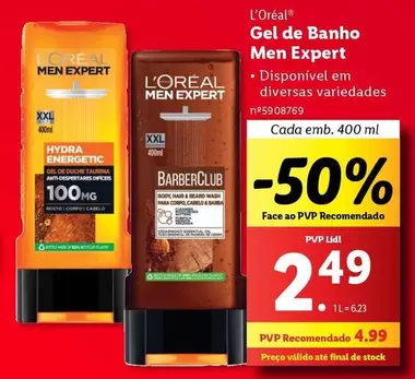 Oferta de L'Oréal - Gel De Banho Men Expert por 4,99€ em Lidl