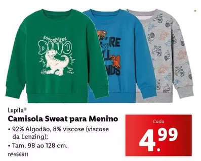 Oferta de Camisola Sweat Para Menino por 4,99€ em Lidl