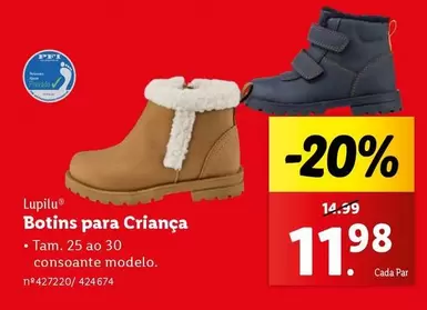 Oferta de Botins Para Crianca por 11,98€ em Lidl